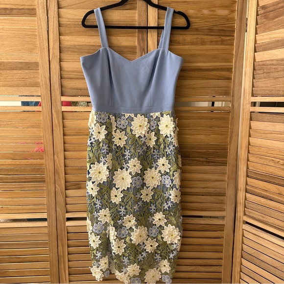 Dress the Population Blue and White Floral Pencil Skirt Ellina Dress size M - Picture 4 of 7